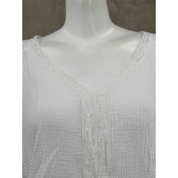Simple Suzanne Betro Top Womens Plus 4X White Cotton Gauzy Boho Beachy Lagenlook - Picture 2 of 7